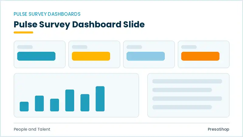 Editable PowerPoint pulse survey dashboard slide template, built from recolourable native shapes for people and talent decks