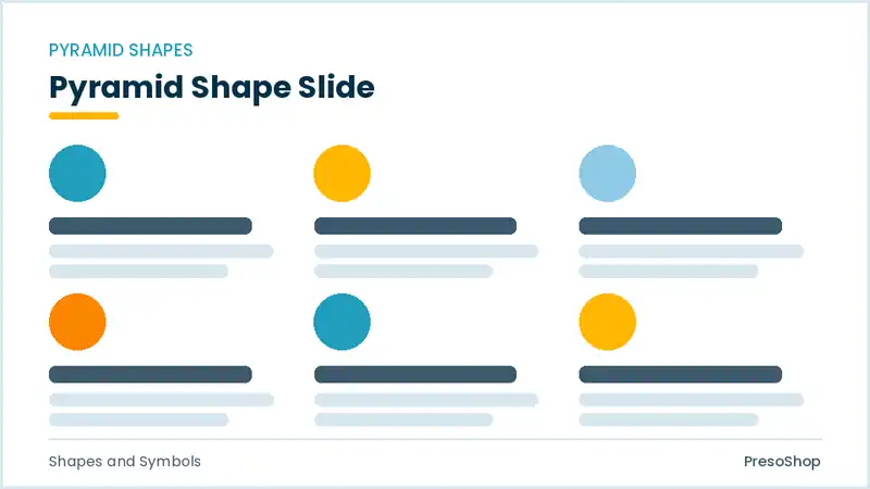 Editable PowerPoint pyramid shape slide template, built from recolourable native shapes for shapes and symbols decks