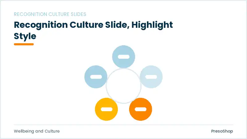 Editable PowerPoint recognition culture slide template with an accented takeaway, built from recolourable native shapes for wellbeing and culture decks