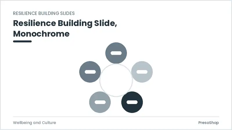 Editable PowerPoint resilience building slide template in a monochrome treatment, built from recolourable native shapes for wellbeing and culture decks