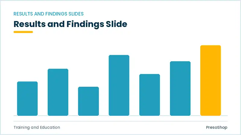 Editable PowerPoint results and findings slide template, built from recolourable native shapes for training and education decks
