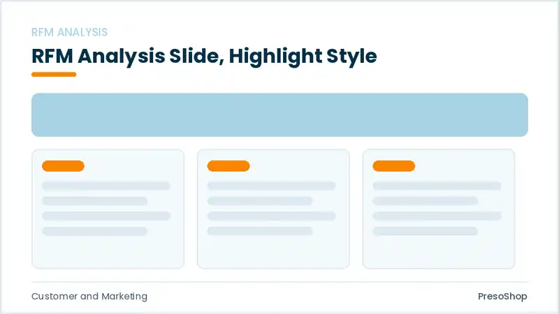 Editable PowerPoint rfm analysis slide template with an accented takeaway, built from recolourable native shapes for customer and marketing decks