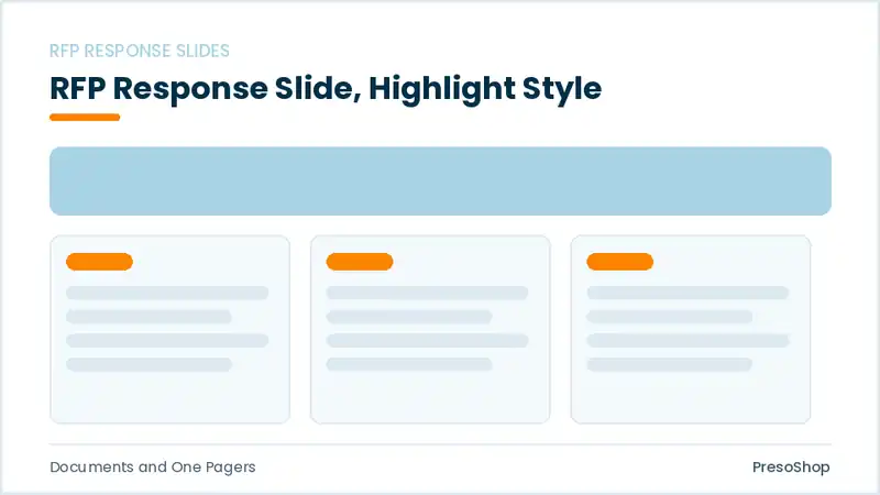 Editable PowerPoint rfp response slide template with an accented takeaway, built from recolourable native shapes for documents and one pagers decks