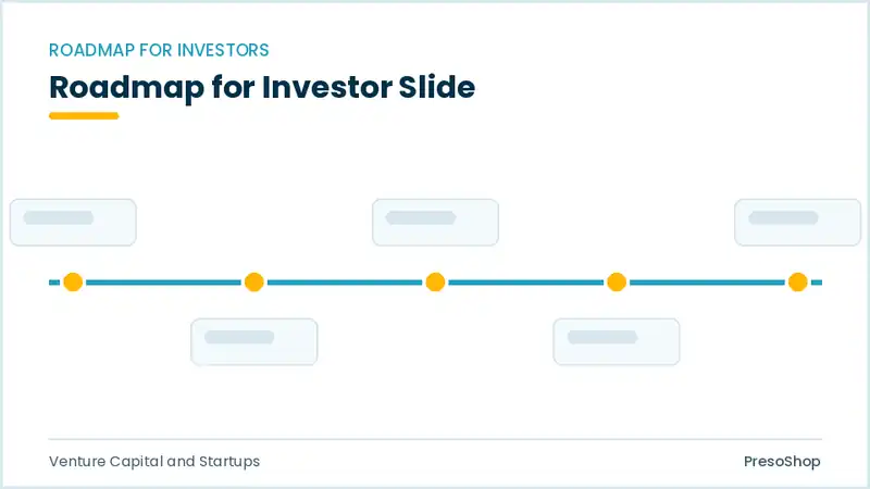 Editable PowerPoint roadmap for investor slide template, built from recolourable native shapes for venture capital and startups decks