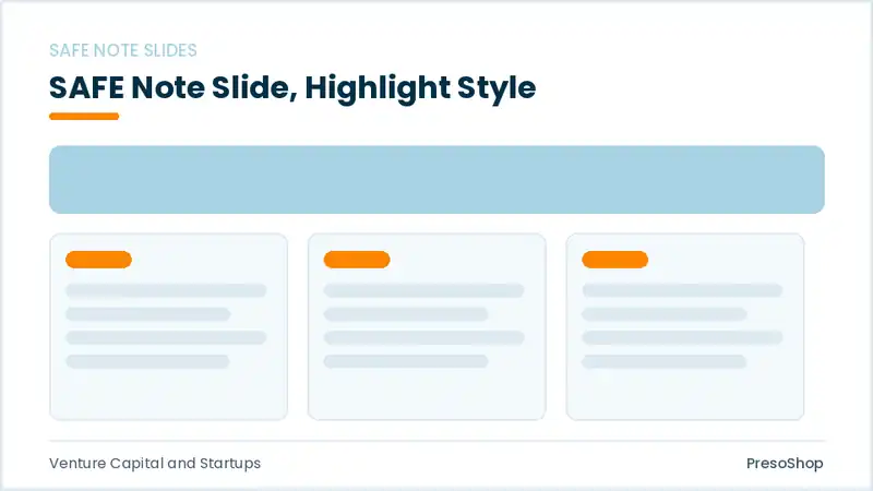Editable PowerPoint safe note slide template with an accented takeaway, built from recolourable native shapes for venture capital and startups decks