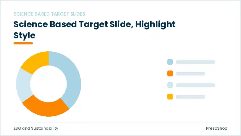 Editable PowerPoint science based target slide template with an accented takeaway, built from recolourable native shapes for esg and sustainability decks