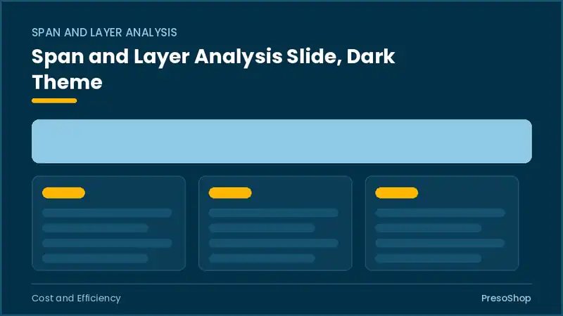 Editable PowerPoint span and layer analysis slide template in a dark theme, built from recolourable native shapes for cost and efficiency decks