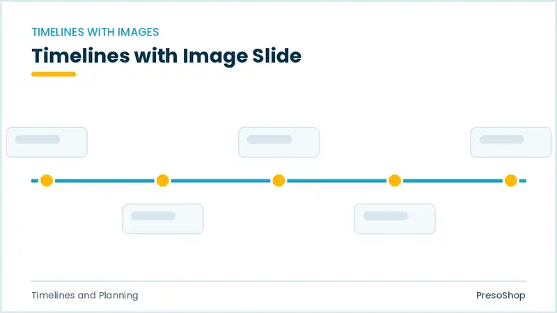 Editable PowerPoint timelines with image slide template, built from recolourable native shapes for timelines and planning decks