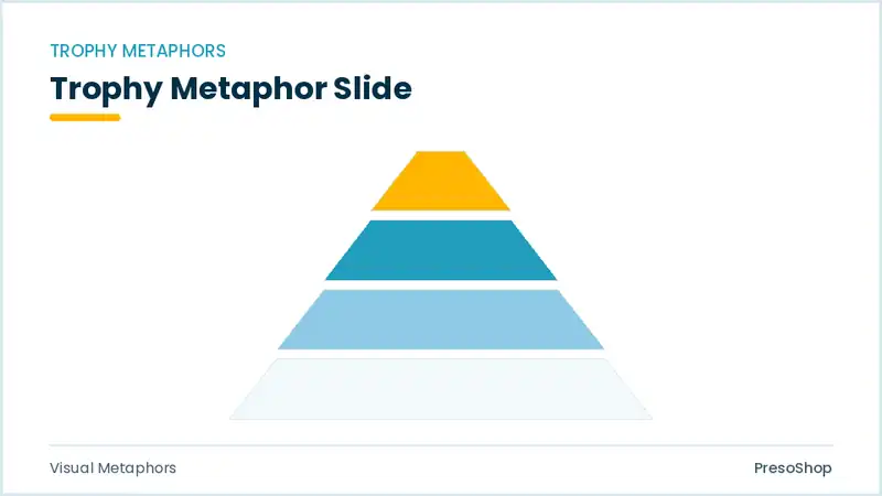 Editable PowerPoint trophy metaphor slide template, built from recolourable native shapes for visual metaphors decks