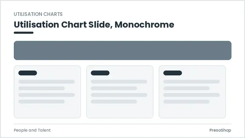 Editable PowerPoint utilisation chart slide template in a monochrome treatment, built from recolourable native shapes for people and talent decks