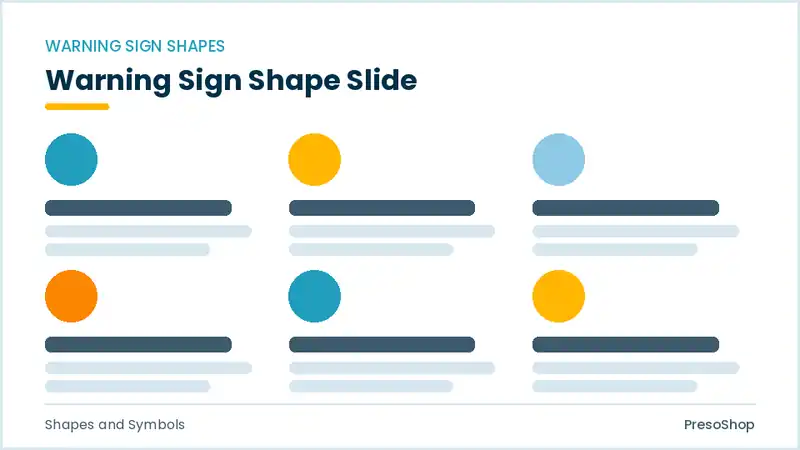 Editable PowerPoint warning sign shape slide template, built from recolourable native shapes for shapes and symbols decks