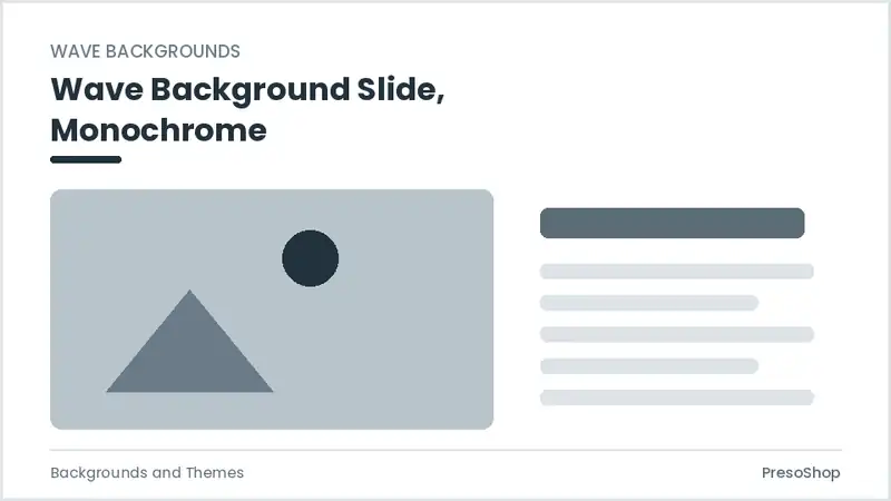 Editable PowerPoint wave background slide template in a monochrome treatment, built from recolourable native shapes for backgrounds and themes decks
