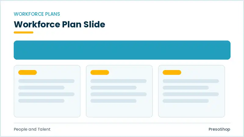 Editable PowerPoint workforce plan slide template, built from recolourable native shapes for people and talent decks