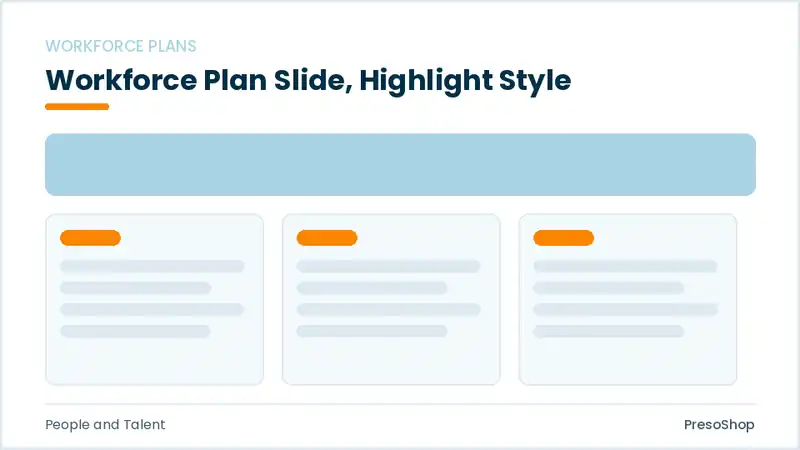 Editable PowerPoint workforce plan slide template with an accented takeaway, built from recolourable native shapes for people and talent decks